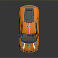 Orange Sports Car Featuring Green And White Stripes And Number 63 Logo
