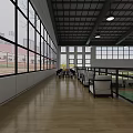 Spacious Indoor Basketball Gym With Green Court Floor White Lines Lighting Windows And Seating