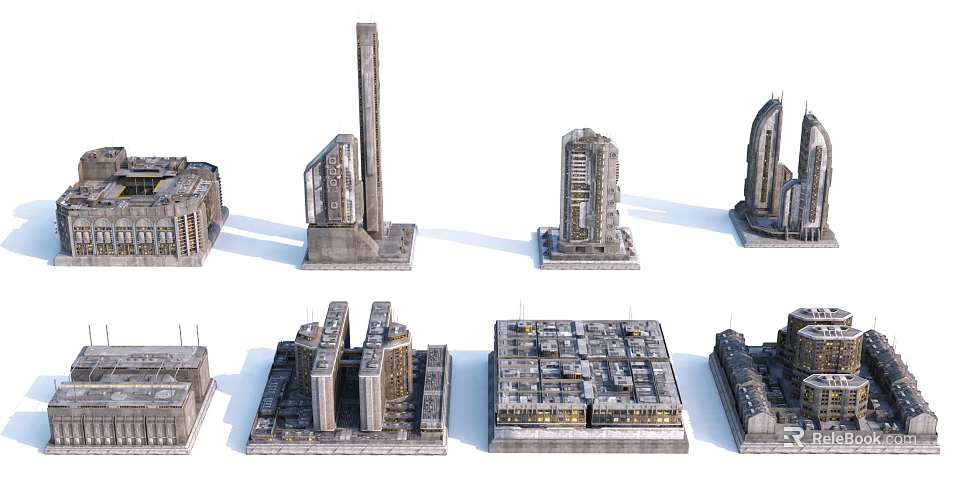 Detailed Architectural Building Models Of City Structures With Various Designs 3d model 