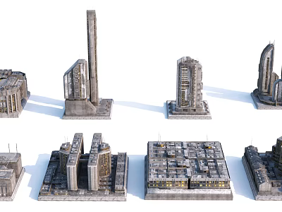 Detailed Architectural Building Models Of City Structures With Various Designs 3d model