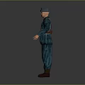 Detailed Military Character In Blue Uniform With Cap Suspenders Belt And Standing Pose