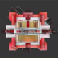 Pixelated Red and White Creature Character 3D Model Design in Digital Art Style