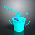 Cute Rabbit Shaped Bucket With Chopsticks Shiny Stars And Sparkling Gems