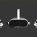 White Modern VR Headset With Controllers And Comfortable Padding Design 3d model