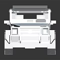 White Six Wheel Pickup Truck With Modern Rugged Design And Red Seats