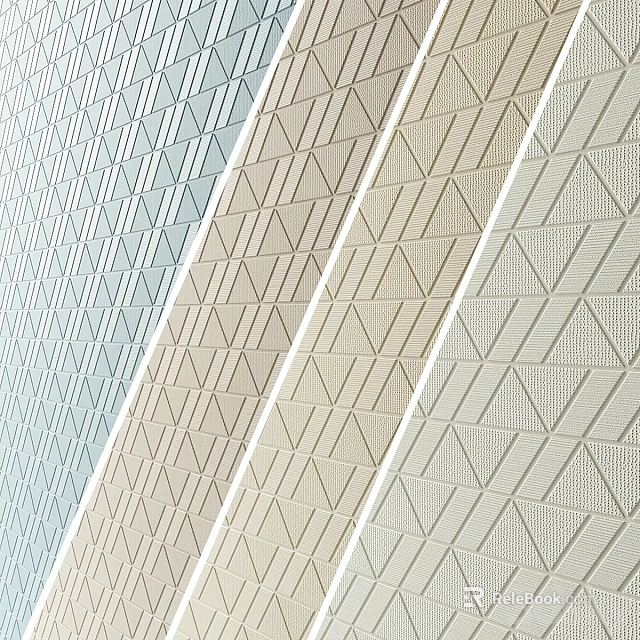 Textured Wall Design With Various Colors Light Blue Beige And Geometric Triangular Patterns 3d model 