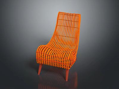 Stylish Orange Woven Lounge Chair with Modern Design and Slim Legs for Contemporary Interiors 3d model