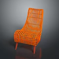 Stylish Orange Woven Lounge Chair with Modern Design and Slim Legs for Contemporary Interiors