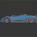 Blue Supercar With Open Top Transparent Cockpit Rear Wing And Blue Wheels