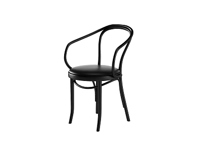 Black Modern Lounge Chair With Curved Arms And Sleek Leather Seat Design 3d model