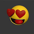 Yellow Smiley Face Decorative Ornament Set with Red Heart Shaped Eyes and Cheerful Expression
