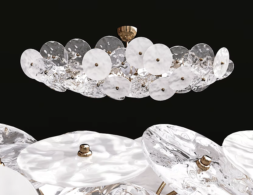 Elegant Crystal Chandelier Design With Round Crystal Pieces And Gold Metal Frame 3d model 