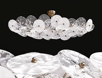 Elegant Crystal Chandelier Design With Round Crystal Pieces And Gold Metal Frame 3d model