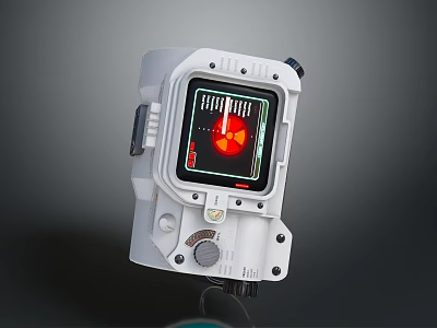 White Radiation Detection Device With Digital Display Red Indicator Knob And Buttons 3d model