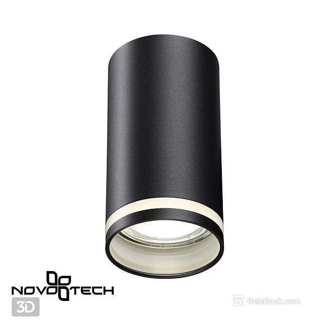 Black Cylindrical Ceiling Light with White Trim and Modern Design for Home Interior 3d model 