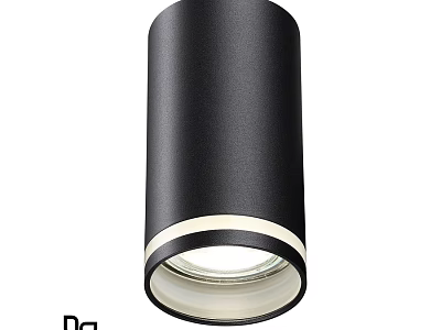 Black Cylindrical Ceiling Light with White Trim and Modern Design for Home Interior 3d model