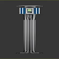 Outdoor Smart Devices With Metal Stands Digital Screens And Blue White Components