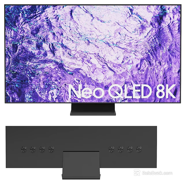 Neo QLED 8K TV With Vibrant Purple Textured Display And Sleek Rear Design 3d model 