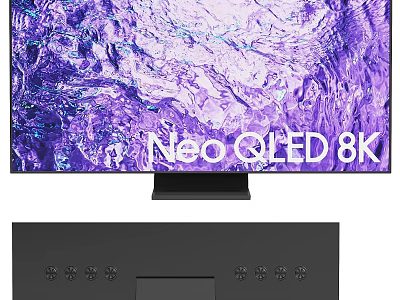 Neo QLED 8K TV With Vibrant Purple Textured Display And Sleek Rear Design 3d model