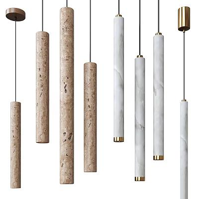 Cylinder Shaped Pendant Lights In Natural Stone And Marble Finishes 3d model