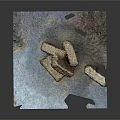3D Model Of Terrain With Stone Structures And Textured Ground