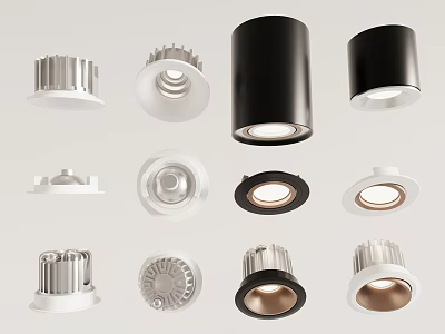 Various Modern Downlights And Spotlights In White Black Designs For Home 3d model