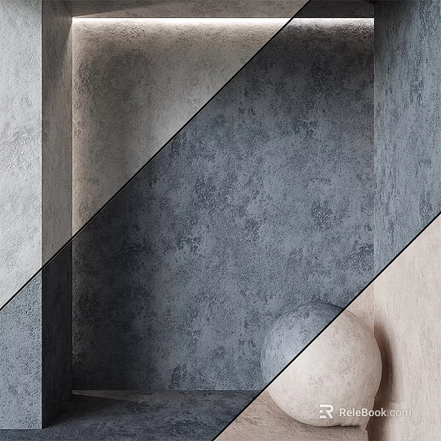 Glass Handrail Grey Textured Wall And White Spherical Decor In Modern Interior Design 3d model 