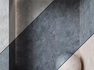 Glass Handrail Grey Textured Wall And White Spherical Decor In Modern Interior Design 3d model