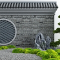 Courtyard archway landscape wall 3d model