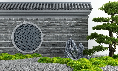 Courtyard archway landscape wall 3d model