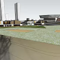 Modern Commercial Street Featuring Contemporary Architecture Traditional Buildings Open Space And Greenery