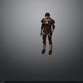 Red And Black Armored Futuristic Warrior Character With Helmet And Mechanical Design