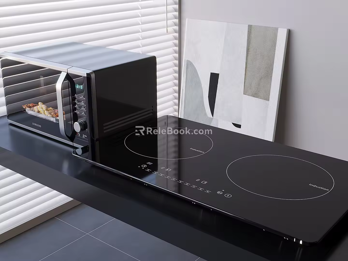 Microwave oven double cooker 3d model