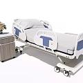 Adjustable Medical Bed with Side Rails Mattress and Bedside Cabinet for Hospital Use