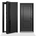 Black Swing Door Featuring Modern Solid Panel Design Sturdy Frame And Secure Lock