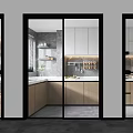 Modern Kitchen Interior Design With Stylish Glass Sliding Doors And Open Concept