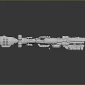 Sci Fi Weapon 3D Model with Mechanical Parts and Grey Reflective Background