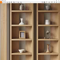 Natural Decorative Ornament Combinations on Wooden Shelves with Vases Photo Frame and Candlestick