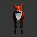 Stylish Red Fox Toy Figure in Standing Pose With White Chest and Black Legs