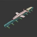 Modern Aerodynamic High Speed Train On Elevated Railway Track With Supports