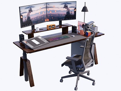 Modern Home Decoration E-sports Table and Chair Computer Table and Chair 3d model