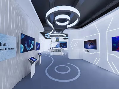 New Energy Manufacturing Exhibition Hall With Modern Screens And Display Stands 3d model