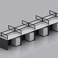 Modern Office Work Desks With Partition Dividers And Drawers For Multiple Workstations
