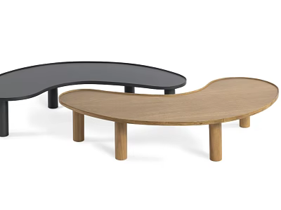 Modern Organic Shaped Coffee Tables Wooden and Black with Curved Tops and Sturdy Legs 3d model