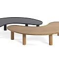 Modern Organic Shaped Coffee Tables Wooden and Black with Curved Tops and Sturdy Legs