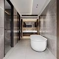Modern Bathroom Interior Design With Marble Walls Shower Area Toilet And Closet