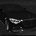 Mercedes Black Luxury Sedan with Sleek Front Grille Headlights and Smooth Body Lines
