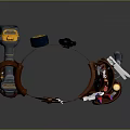 Brown Leather Tool Belt With Multiple Pockets Carrying Tape Measure Scissors Pencils And Hammer