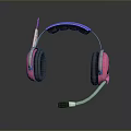 Pink And Purple Computer Gaming Headset With Microphone And Padded Ear Cups