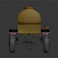 Yellow Tanker Cart With Large Barrel Lid Wheels And Small Containers